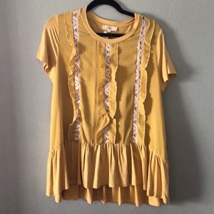 Sale! Yellow tee with ruffles and lace